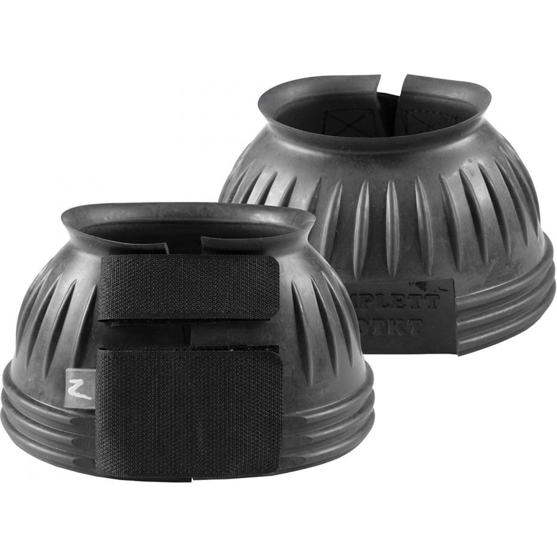 Horze Double Closure Rubber Horse Bell Boots, 2 count, Black, Medium