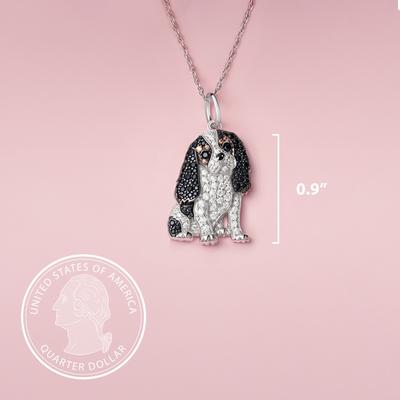 Show full view: Scamper & Co Black & White Cavalier King Charles Sterling Silver Pendant Necklace slide 3 of 3