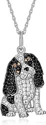 Scamper & Co Black & White Cavalier King Charles Sterling Silver Pendant Necklace