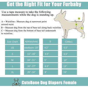 CuteBone Reusable Female Dog Diapers, 3 count, Large: 20 to 27-in waist, Leaf