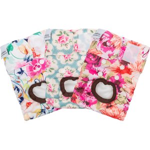 CuteBone Reusable Female Dog Diapers, 3 count, Small: 11 to 16-in waist, Floral