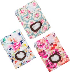 CuteBone Reusable Female Dog Diapers, 3 count, X-Small: 10-in waist, Floral