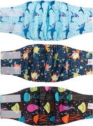 CuteBone Belly Band Male Dog Wrap Washable Dog Diapers, Large: 17 to 21-in waist, Turtle/Shark/Jellyfish
