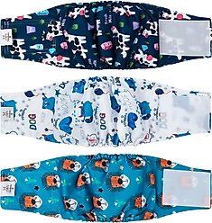 CuteBone Belly Band Male Dog Wrap Washable Dog Diapers, X-Small: 9 to 11-in waist, Cow/Lion/Dog