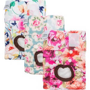CuteBone Reusable Female Dog Diapers, 3 count, Small: 11 to 16-in waist, Floral