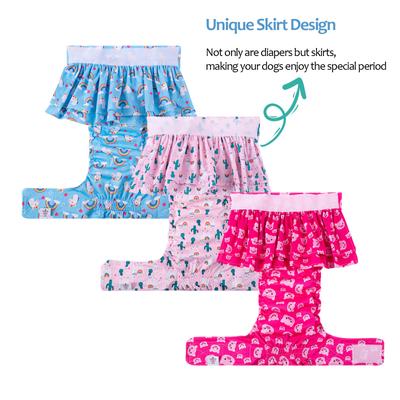 Show full view: CuteBone Reusable Female Dog Diapers with Skirts, 3 count, X-Small: 10-in waist, Unicorn & Pig & Sheep slide 2 of 10