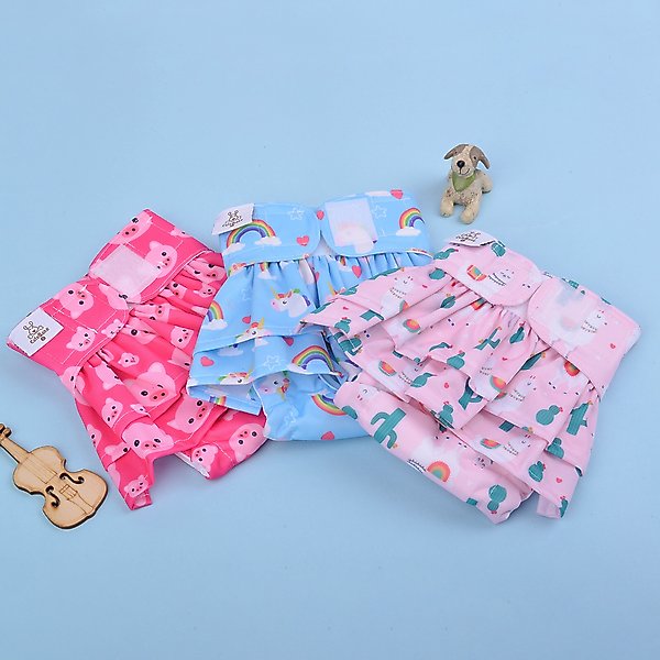 Show full view: CuteBone Reusable Female Dog Diapers with Skirts, 3 count, X-Small: 10-in waist slide 8 of 10