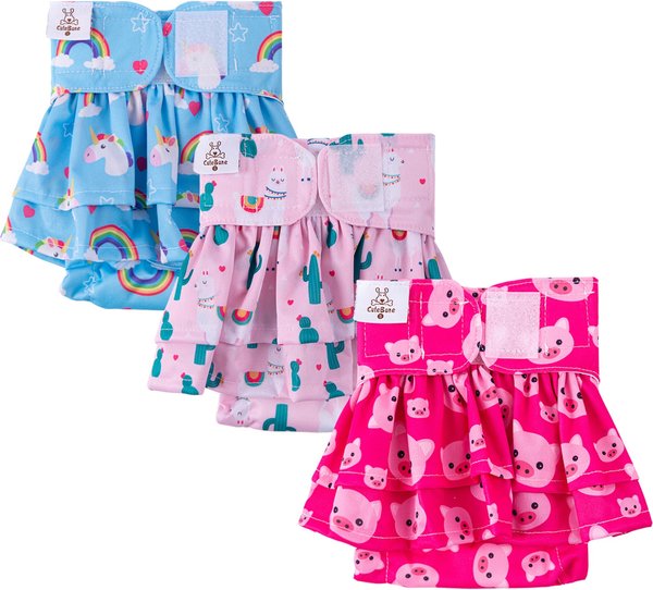 Show full view: CuteBone Reusable Female Dog Diapers with Skirts, 3 count, X-Small: 10-in waist slide 9 of 10