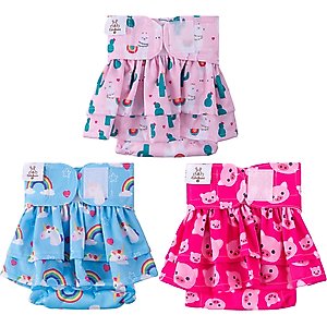 CuteBone Reusable Female Dog Diapers with Skirts, 3 count, X-Small: 10-in waist