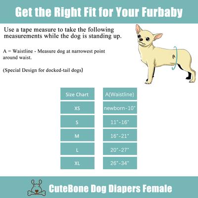 Show full view: CuteBone Washable No Tail Hole Female Dog Diapers, 3 count, Large: 20 to 27-in waist slide 5 of 11