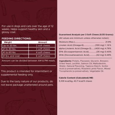 Show full view: Chew + Heal Savory Lamb Omega Skin & Coat Supplement for Dogs, 360 count slide 8 of 10