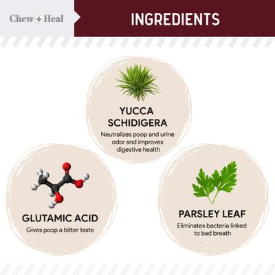 Show full view: Chew + Heal Roasted Lamb Stop The Poo Soft Chew Coprophagia & Digestive Supplement for Dogs, 240 count slide 3 of 10