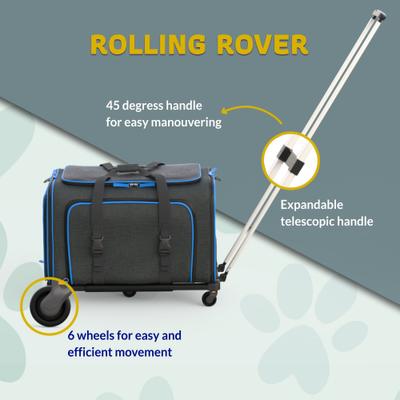 Show full view: Katziela Rolling Rover Airline Approved Bag Dog & Cat Carrier, 18-in, Black & Blue slide 6 of 12