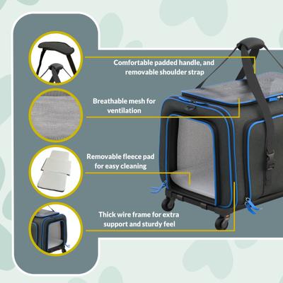 Show full view: Katziela Rolling Rover Airline Approved Bag Dog & Cat Carrier, 18-in, Black & Blue slide 5 of 12
