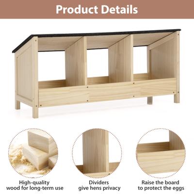 Show full view: Coziwow Triple Wooden Chicken Nesting Box for Hens slide 7 of 10
