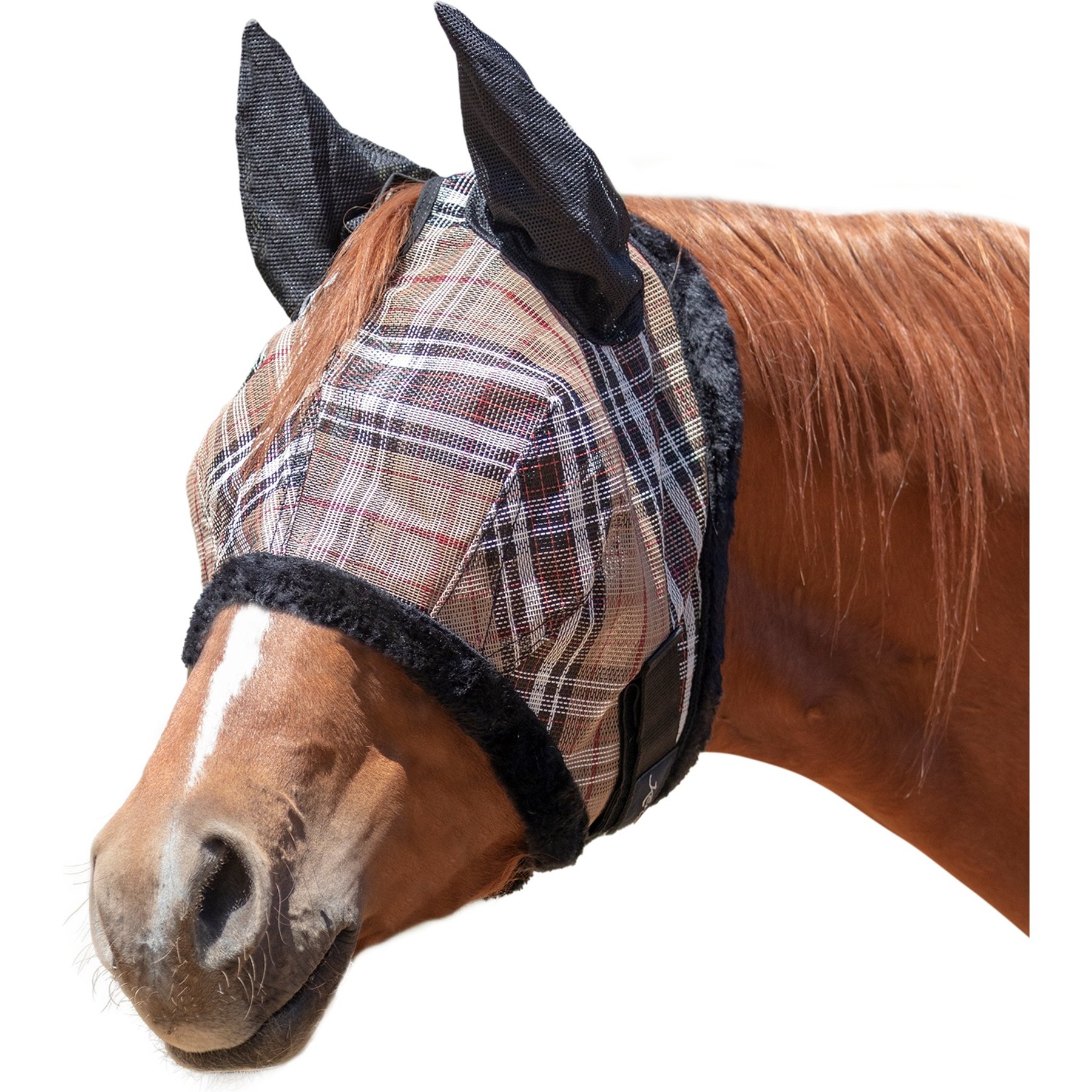 Kensington Protective Products Horse Fly Mask with Fleece Ears & Forelock Hole, Deluxe Black, Cob/Arab