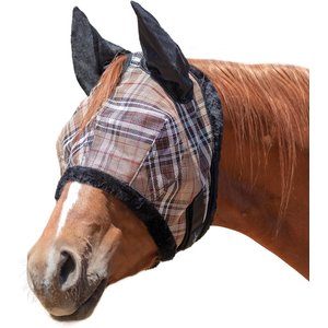 Kensington Protective Products Horse Fly Mask with Fleece Ears & Forelock Hole, Deluxe Black, Large