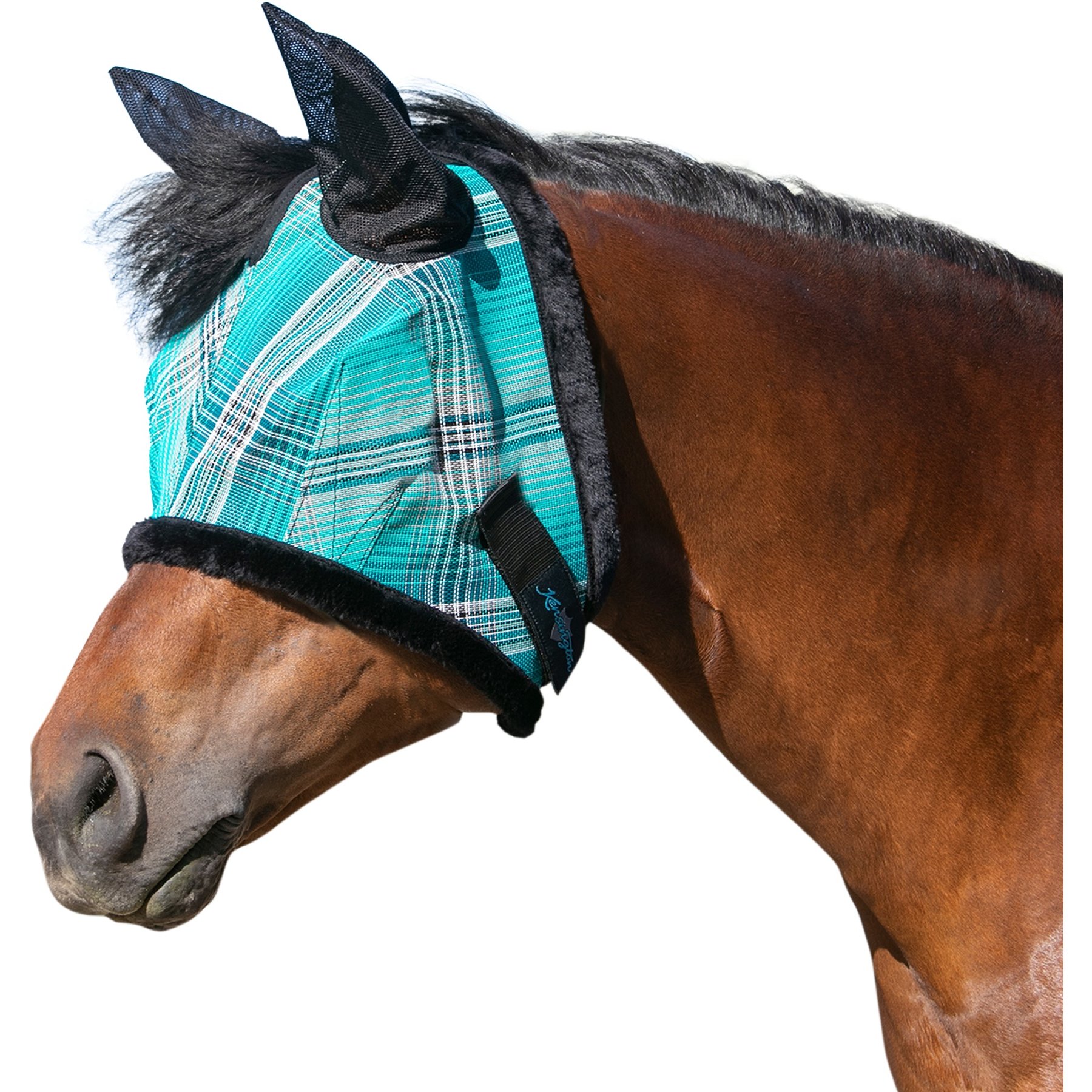 Kensington Protective Products Horse Fly Mask with Fleece Ears & Forelock Hole, Atlantis, Warmblood