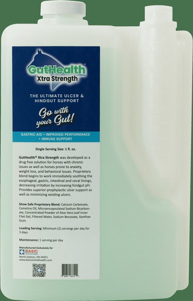 Show full view: Basic Animal Health GutHealth Xtra Strength Liquid Horse Supplement, 32-fl oz slide 1 of 3