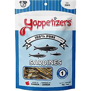 Yappetizers Sardines High Protein Grain-Free Dehydrated Dog Treats, 3-oz bag