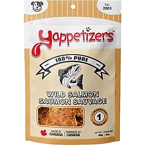 Yappetizers Wild Salmon High Protein Grain-Free Dehydrated Dog Treats, 3-oz bag