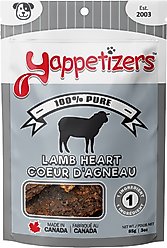 Yappetizers Lamb Heart High Protein Grain-Free Dehydrated Dog Treats, 3-oz bag