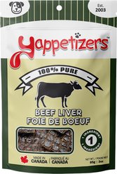 Yappetizers Beef Liver High Protein Grain-Free Dehydrated Dog Treats, 3-oz bag
