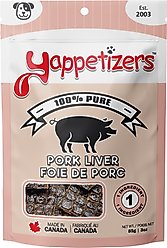 Yappetizers Pork Liver High Protein Grain-Free Dehydrated Dog Treats, 3-oz bag