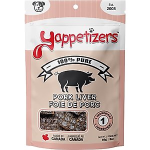 Yappetizers Pork Liver High Protein Grain-Free Dehydrated Dog Treats, 3-oz bag