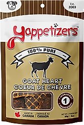 Yappetizers Goat Heart High Protein Grain-Free Dehydrated Dog Treats, 3-oz bag