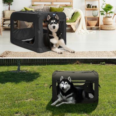 Show full view: Veehoo Folding 3-Door Soft-Sided Dog Crate, Black, 3X-Large slide 5 of 10