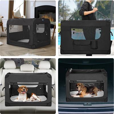 Show full view: Veehoo Folding 3-Door Soft-Sided Dog Crate, Black, 3X-Large slide 6 of 10