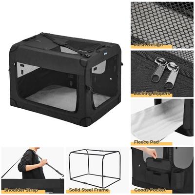 Show full view: Veehoo Folding 3-Door Soft-Sided Dog Crate, Black, 3X-Large slide 4 of 10