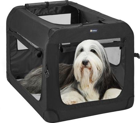 Show full view: Veehoo Folding 3-Door Soft-Sided Dog Crate, Black, 3X-Large slide 2 of 10