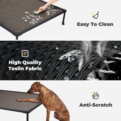Show full view: Veehoo Chew-Proof Black Metal Frame Elevated Dog Bed, Brown, Medium slide 3 of 10