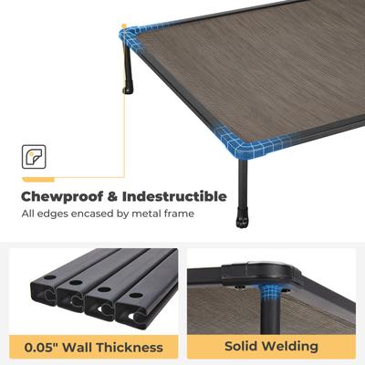 Show full view: Veehoo Chew-Proof Black Metal Frame Elevated Dog Bed, Brown, Medium slide 2 of 10