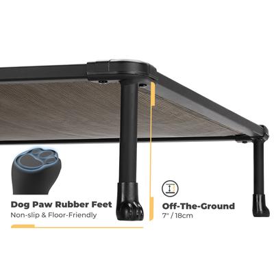 Show full view: Veehoo Chew-Proof Black Metal Frame Elevated Dog Bed, Brown, Medium slide 4 of 10