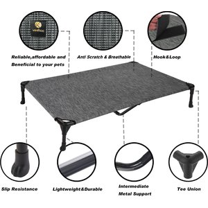 Veehoo Cooling Elevated Dog Bed, Black Silver, X-Large