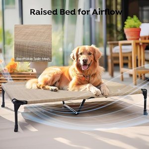 Veehoo Cooling Elevated Dog Bed, Beige Coffee, X-Large