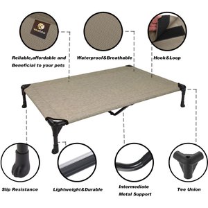 Veehoo Cooling Elevated Dog Bed, Beige Coffee, X-Large