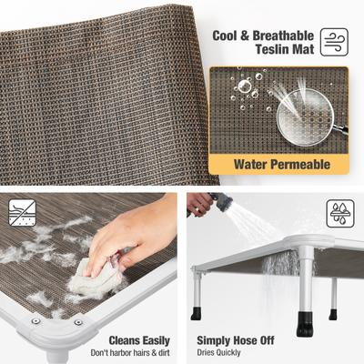 Show full view: Veehoo Chew-Proof Silver Aluminum Frame Elevated Dog Bed, Brown, Large slide 8 of 12