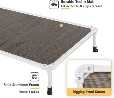 Show full view: Veehoo Chew-Proof Silver Aluminum Frame Elevated Dog Bed, Brown, Large slide 3 of 12