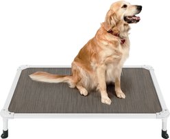 Veehoo Chew-Proof Silver Aluminum Frame Elevated Dog Bed, Brown, Large