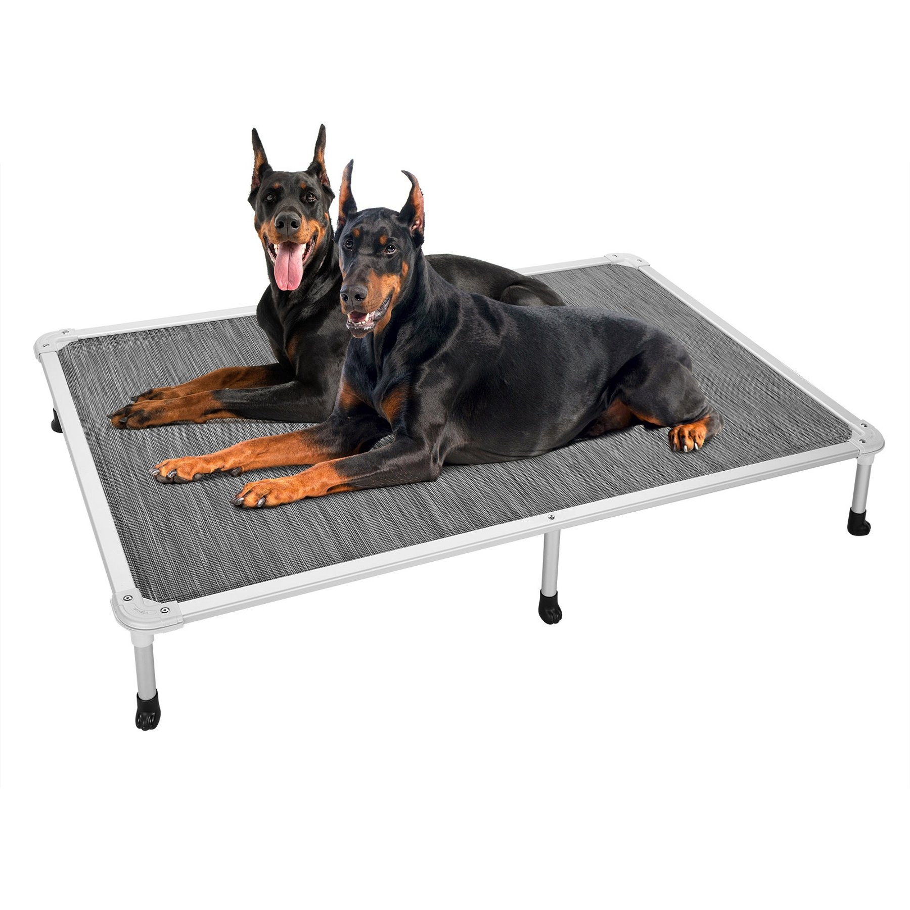 Veehoo Chew-Proof Silver Aluminum Frame Elevated Dog Bed, Black Silver, XX-Large