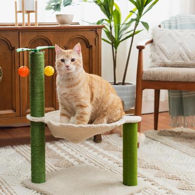 Show full view: Kitty City Palm Leaf Sisal Post Cat Scratcher with Hammock, Green slide 7 of 11