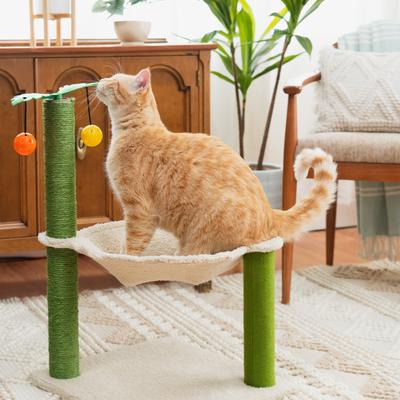 Show full view: Kitty City Palm Leaf Sisal Post Cat Scratcher with Hammock, Green slide 8 of 11