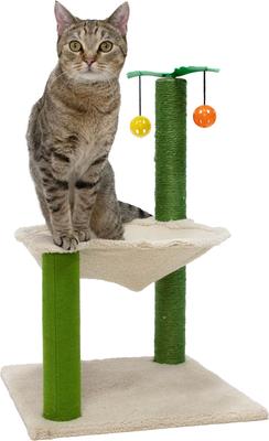 Show full view: Kitty City Palm Leaf Sisal Post Cat Scratcher with Hammock, Green slide 4 of 11