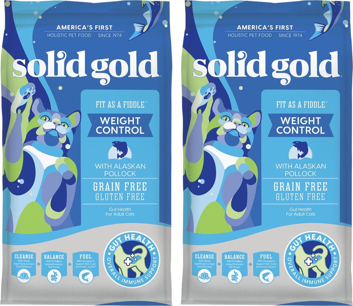 Amazon.com : Solid Gold Fit as a Fiddle Weight Management Cat Food - Grain  Free Dry Cat Food Indoor with Alaskan Pollock, Superfoods & Probiotics, 12  