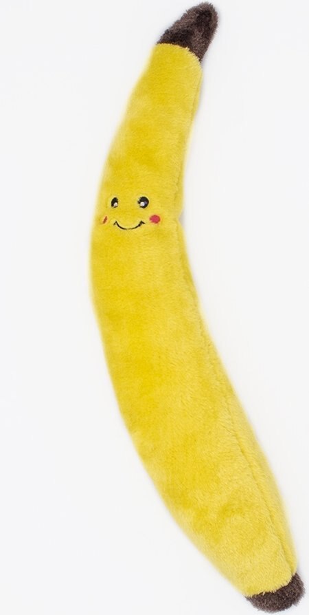 ZippyPaws Jigglerz Banana Dog Plush Toy, Yellow