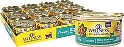 Wellness Complete Health Natural Grain-Free Gravies Tuna & Chicken Dinner Canned Cat Food, 3-oz, case of 12